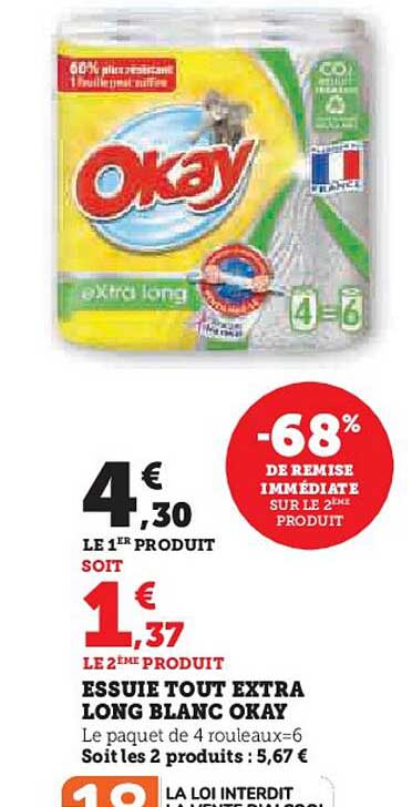 essuie tout extra long blanc okay
