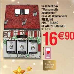 geschenkbox "maisonnette alsacienne" cave de beblenheim riesling pinot blanc gewürztraminer