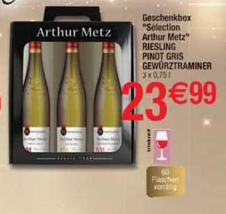 geschenkbox "sélection arthur metz" riesling pinot gris gewürztraminer
