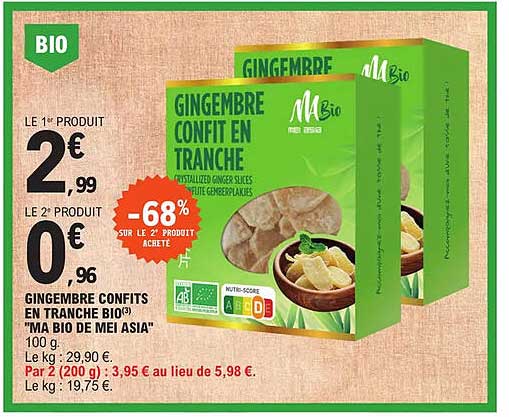 gingembre confits en tranche bio "ma bio de mei asia"