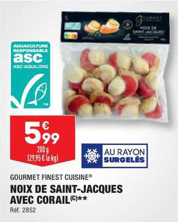 gourmet finest cuisine noix de saint-jacques avec corail