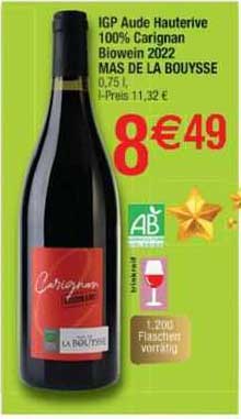 igp aude hauterive 100% carignan biowein 2022 mas de la bouysse
