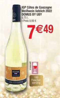 igp côtes de gascogne weißwein lieblich 2022 domus by uby