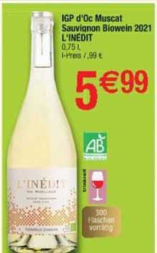 igp d'oc muscat sauvignon biowein 2021 l'inédit