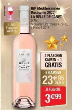 igp méditerranée roséwein 2022 la belle de canet