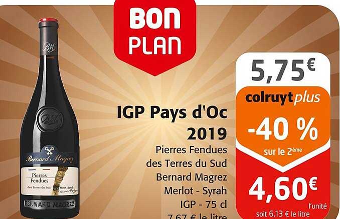igp pays d'oc 2019 pierres fendues des terres du sud bernard magrez merlot - syrah igp