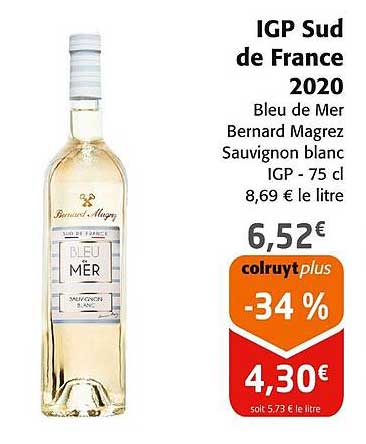 igp sud de france 2020 bleu de mer bernard magrez sauvignon blanc