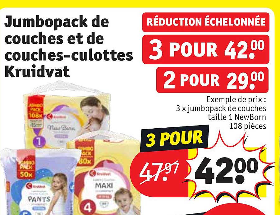 jumbopack de couches et de couches-culottes kruidvat