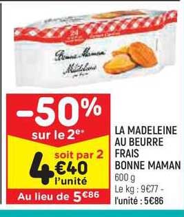 la madeleine au beurre frais bonne maman