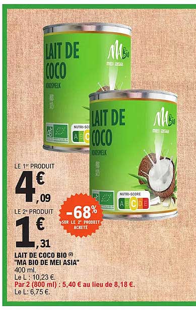 lait de coco bio "ma bio de mei asia"