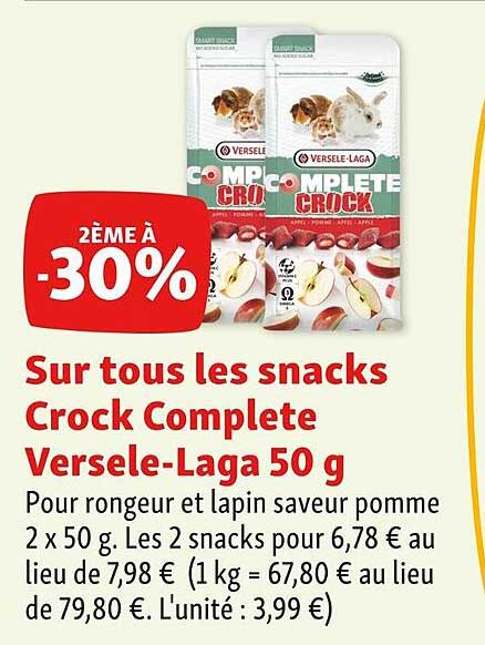 les snacks crock complète versele-laga 50 g