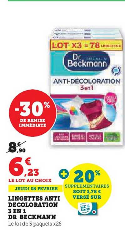 lingettes anti decoloration 3 en  1 dr beckmann