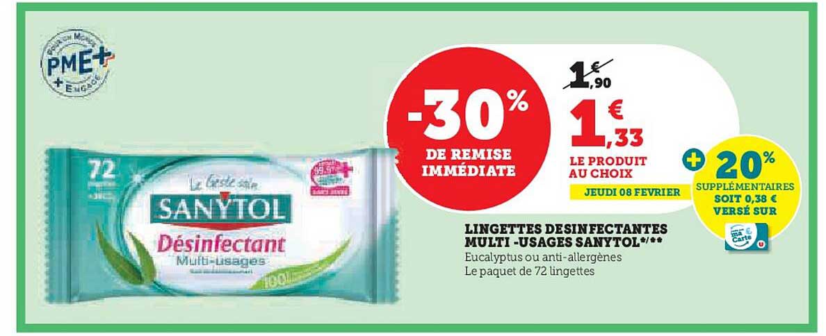 lingettes désinfectantes multi-usages sanytol