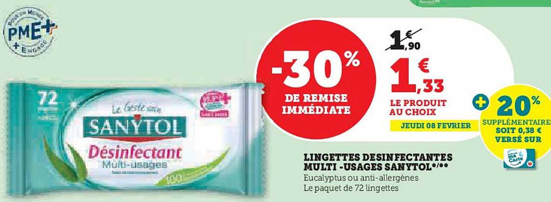 lingettes desinfectantes  multi-usages  sanytol