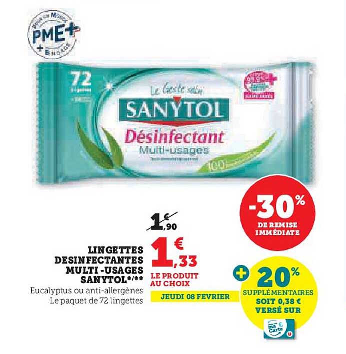 Lingettes Desinfectantes Multi-usages Sanytol