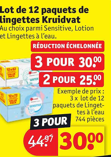 lot de 12 paquets de lingettes kruidvat