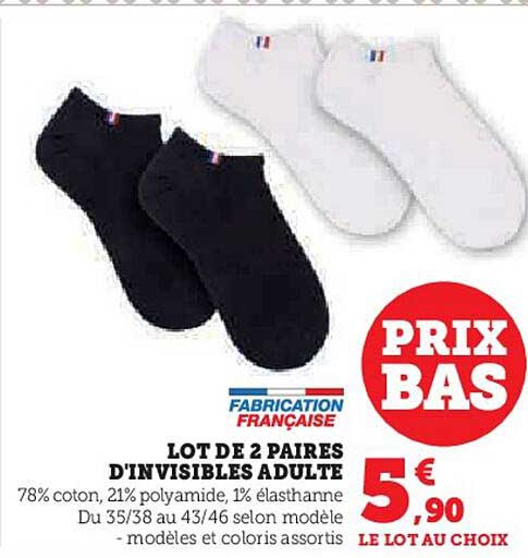 lot de 2 paires d'invisibles adulte