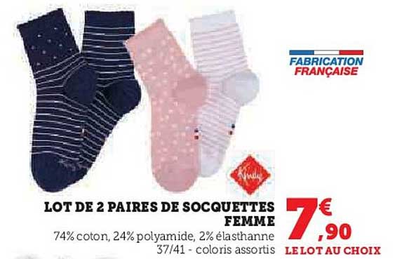 lot de 2 paires de socquettes femme