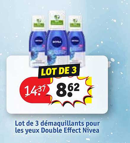 lot de 3 démaquillants pour les yeux double effect nivea