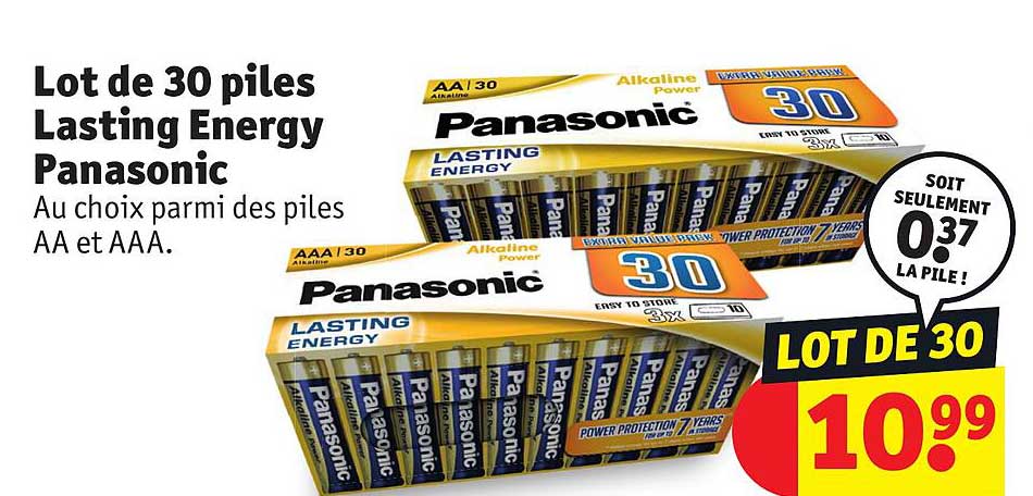 lot de 30 piles lasting energy panasonic