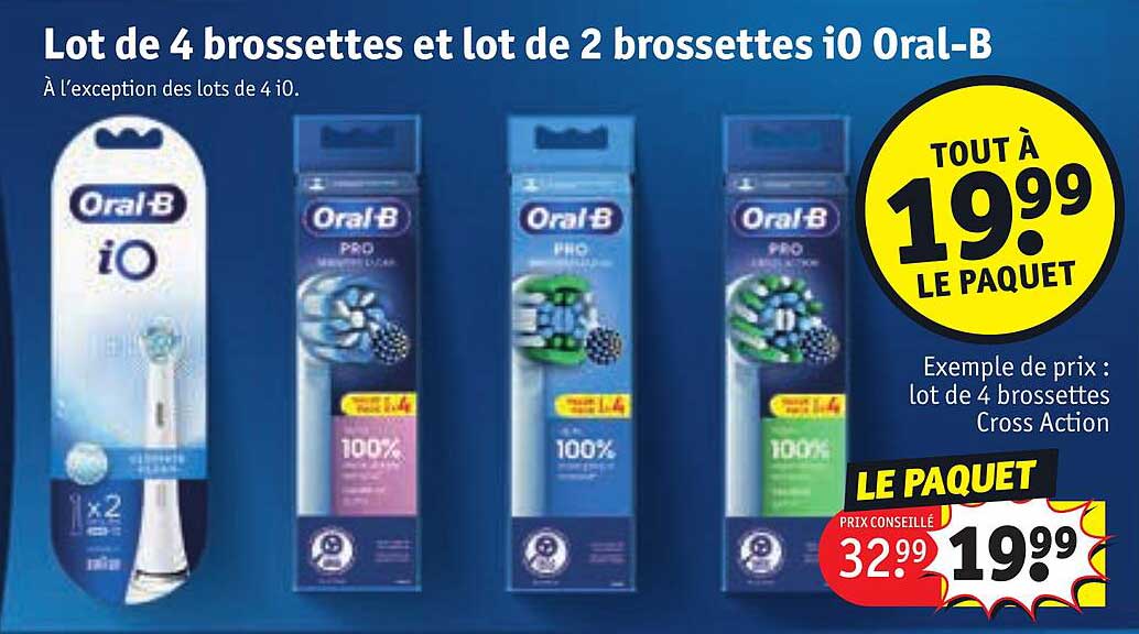 lot de 4 brossettes et lot de 2 brossettes io oral-b