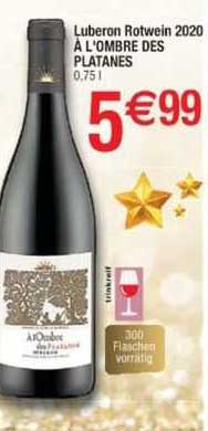 luberon rotwein 2020 à l'ombre des platanes