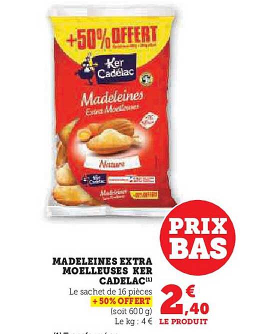 madeleines extra moelleuse ker cadelac