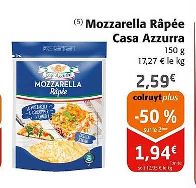 mozzarella râpée casa azzurra