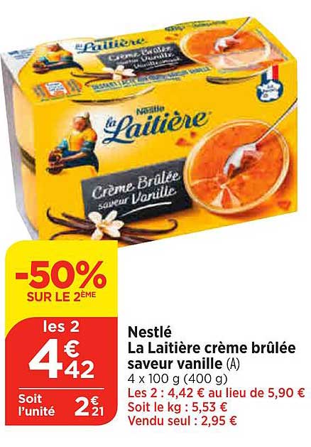 nestlé la laitière crème brûlée saveur vanille