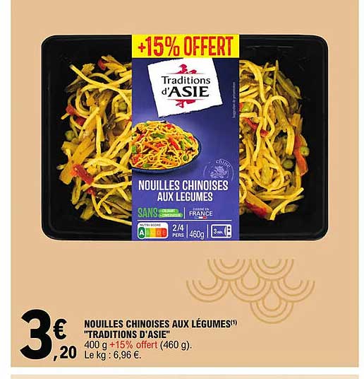 nouilles chinoises aux légumes "traditions d'asie"