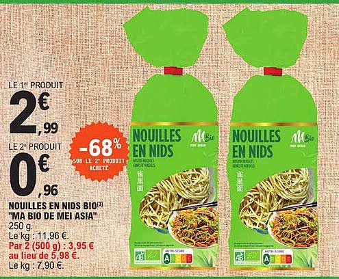 nouilles en nids bio "ma bio de mei asia"