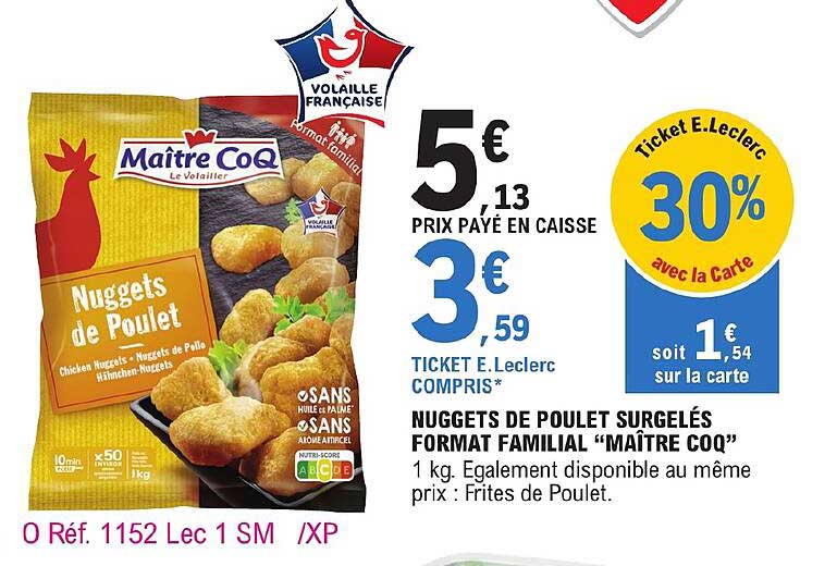 nuggets de poulet surgelés format familial "maître coq"
