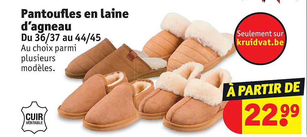 pantoufles en laine d'agneau
