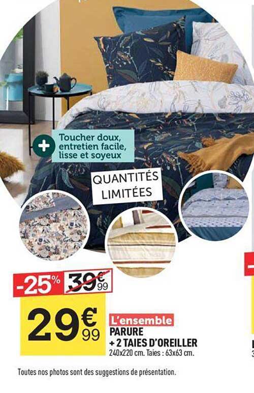 parure + 2 taies d'oreiller