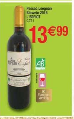 pessac leognan biowein 2016 l'espiot