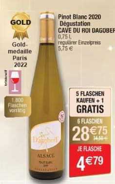 pinot blanc 2020 dégustation cave du roi dagobert