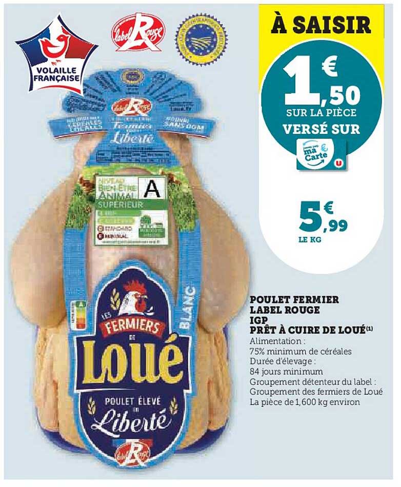 Poulet Fermier Label Rouge Igp Prêt à Cuire De Loué