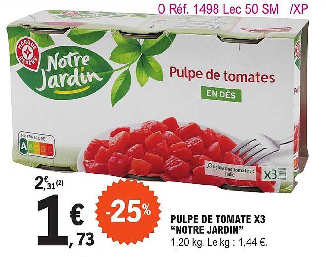 pulpe de tomate x3 "notre jardin"