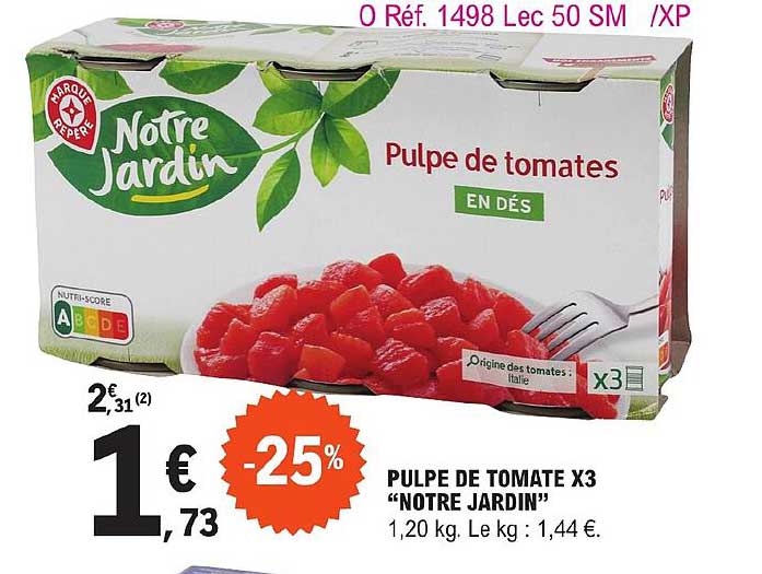 pulpe de tomate x3 "notre jardin"