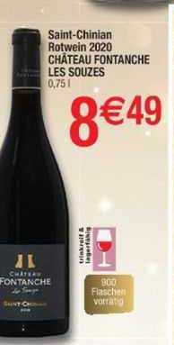 saint-chinian rotwein 2020 château fontanche les souzes