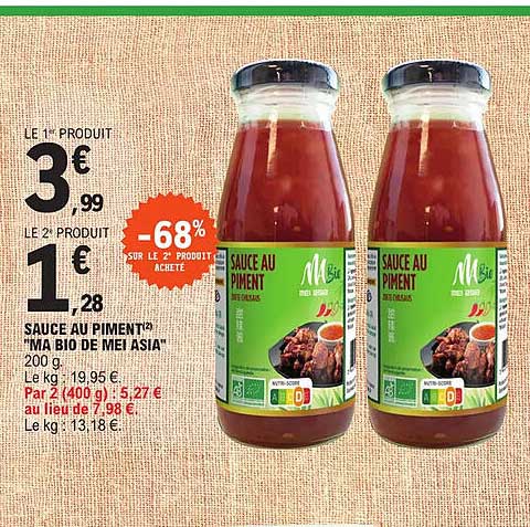 sauce au piment "ma bio de mei asia"
