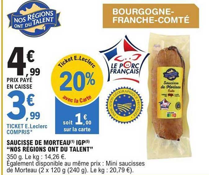 saucisse de morteau igp "nos régions ont du talent"
