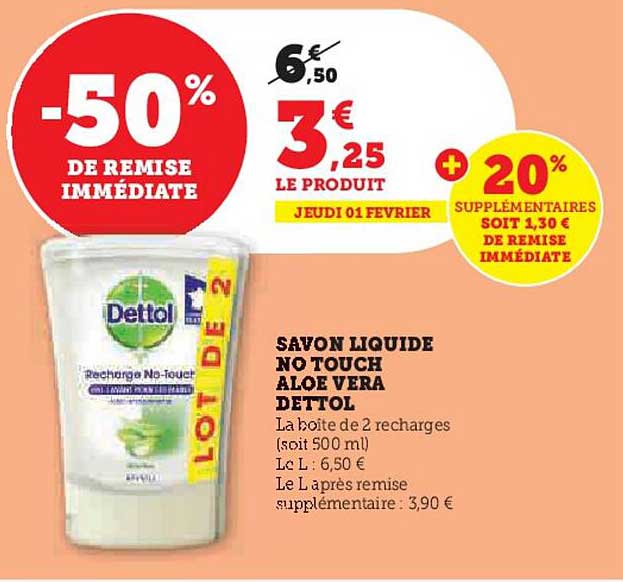 Savon Liquide No Touch Aloe Vera Dettol