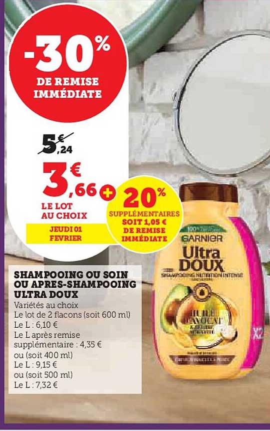 shampooing ou soin ou apres-shampooing ultra doux