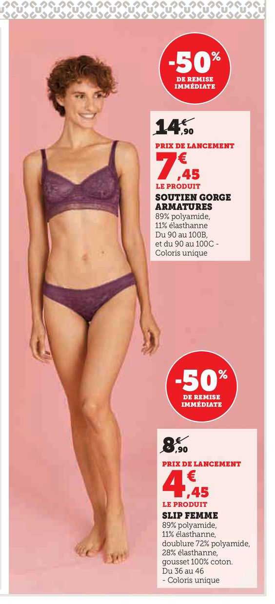 soutien gorge armatures, slip femme