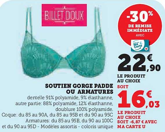 soutien gorge padde ou armatures billet doux