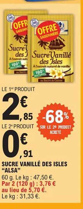 sucre vanillé des isles "alsa"