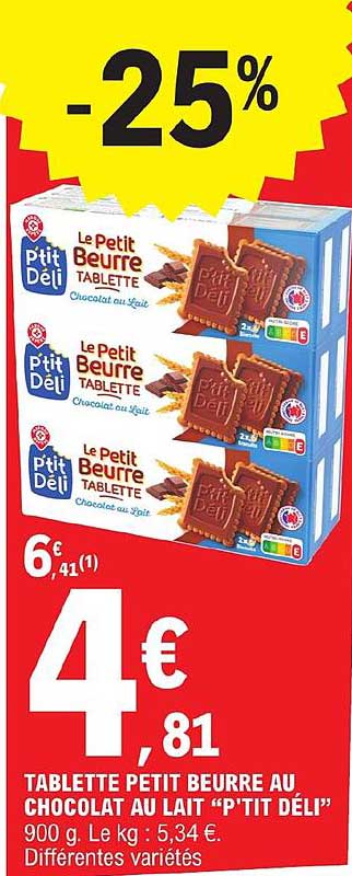 Tablette Petit Beurre Au Chocolat Au Lait "p'tit Déli"