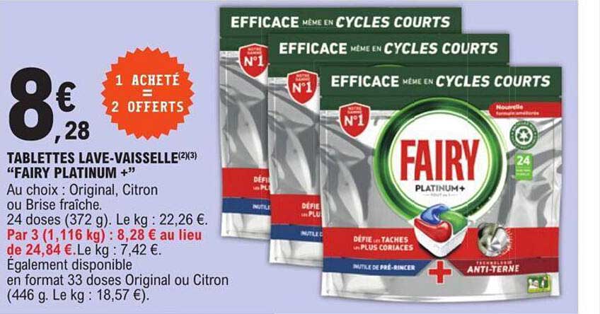 tablettes lave-vaisselle "fairy platinum+"