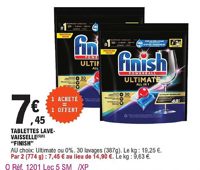 tablettes lave-vaisselle "finish"